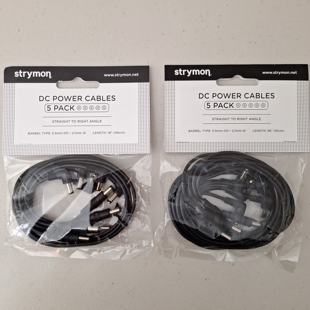 Strymon OEM Lot, DC Power Cables Straight to Right Angle 18" (5 pk) & 36" (5 pk)